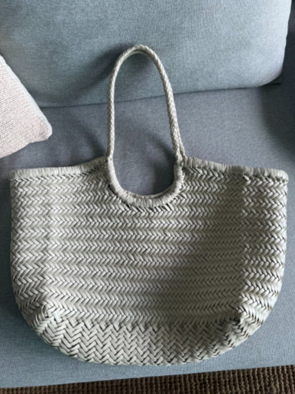 Dragon Diffusion Woven Leather Tote Bag Gray Large Shopper